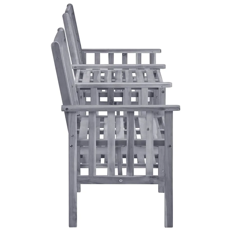 Chaises de jardin avec table à thé et coussins Acacia solide - 5