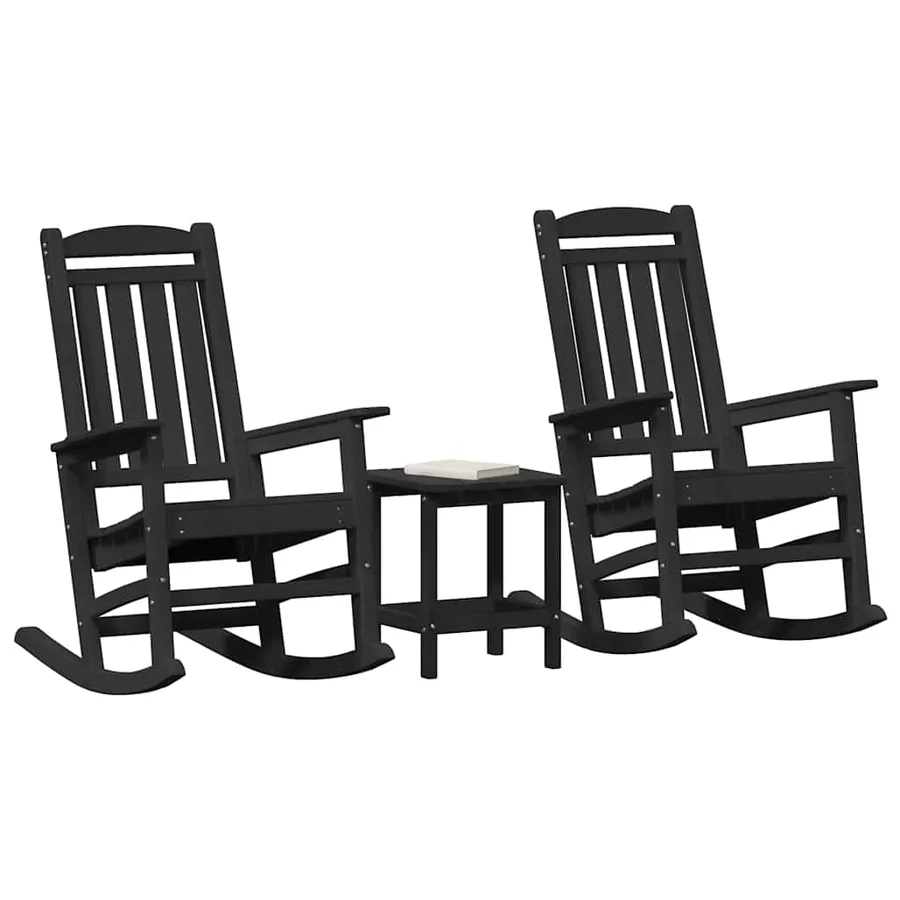 Chaise à bascule 3 pcs Noir Polyéthylène - 3