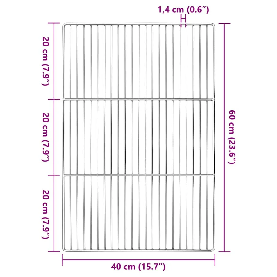 Grille de barbecue Argenté 60 x 40 cm Acier inoxydable - 6