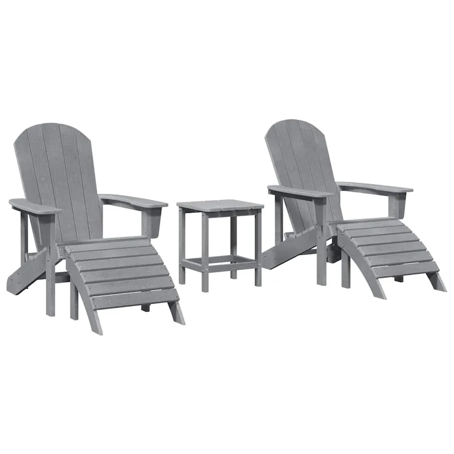 Chaise de jardin 3 pcs Gris clair Polyéthylène - 2