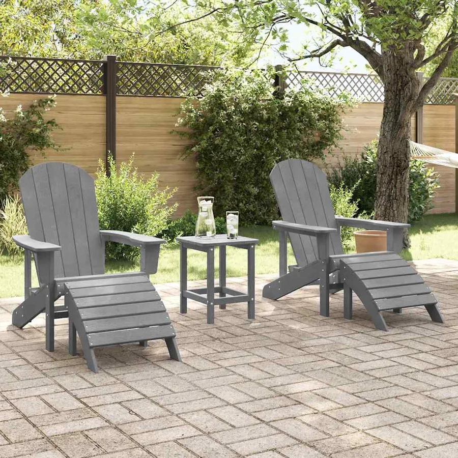 Chaise de jardin 3 pcs Gris clair Polyéthylène - 4