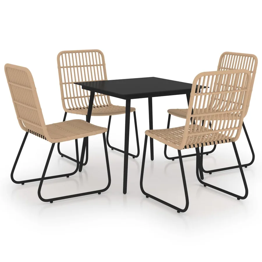 Ensemble à manger d'extérieur 5 pcs résine tressée et verre - 2