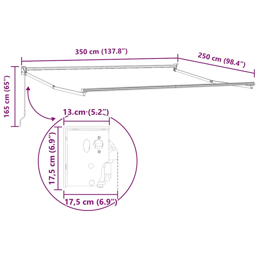Auvent rétractable Vert 350 x 250 cm - 12