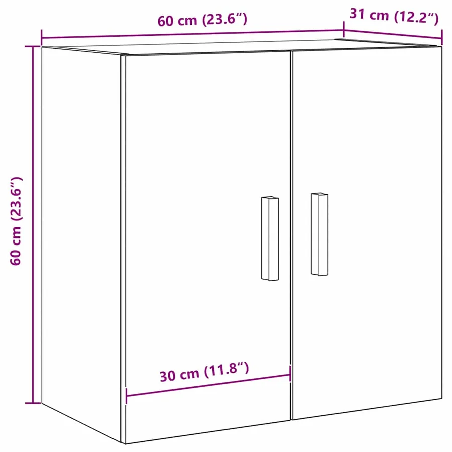 Meuble mural Chêne noir 60 x 30 x 60 cm Bois d'ingénierie - 12