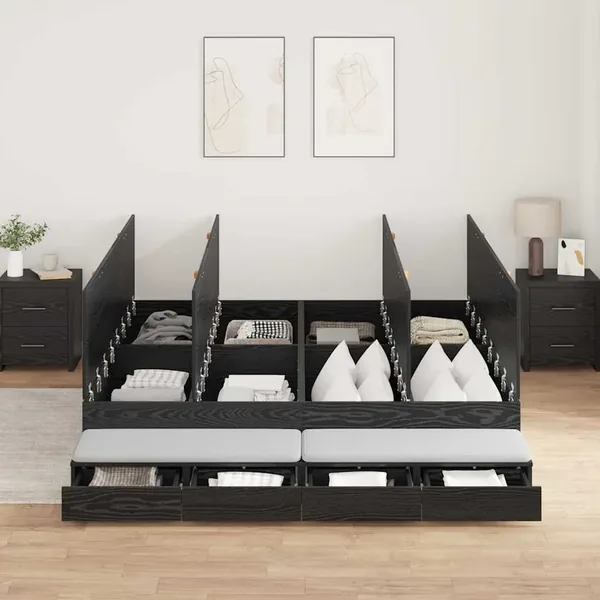Cadre de lit avec rangement Chêne noir 180 cm Bois d'ingénierie