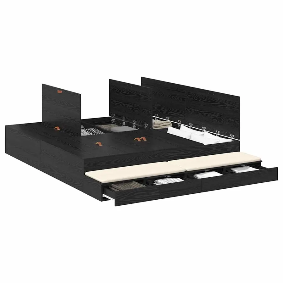 Cadre de lit avec rangement Chêne noir 180 cm Bois d'ingénierie - 3