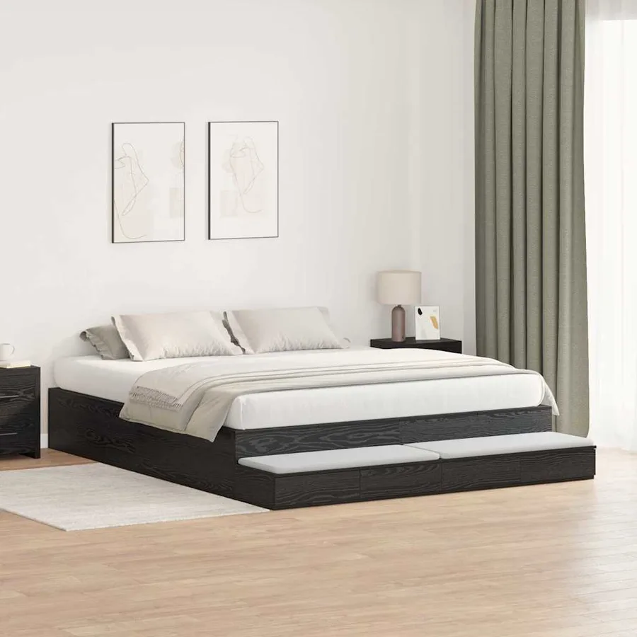 Cadre de lit avec rangement Chêne noir 180 cm Bois d'ingénierie - 4