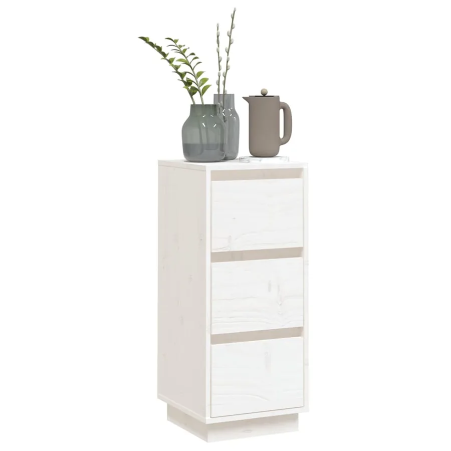 Buffet Blanc 32x34x75 cm Bois massif de pin - 4