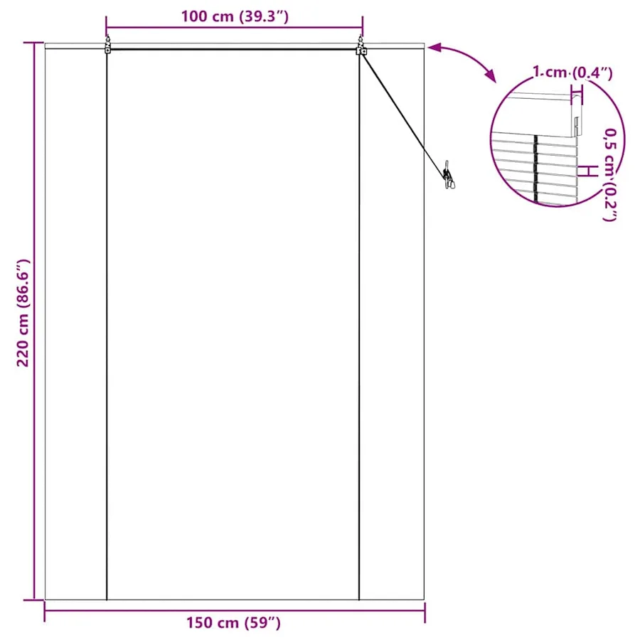 Store enrouleur Marron 150 x 220 cm Bambou - 15