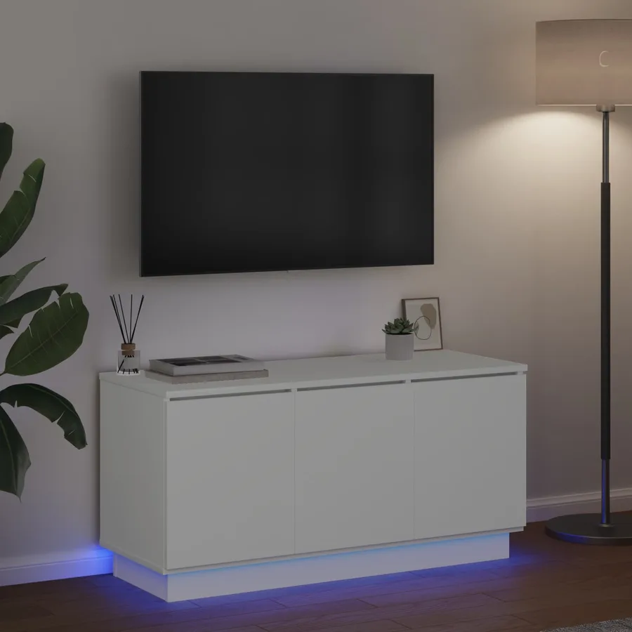 Meuble TV Blanc 100 x 38 x 49 cm Bois d'ingénierie - 5