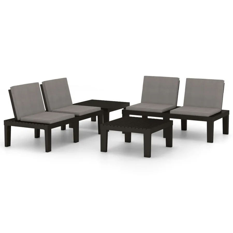 Salon de jardin 4 pcs avec coussins Plastique Gris - 2