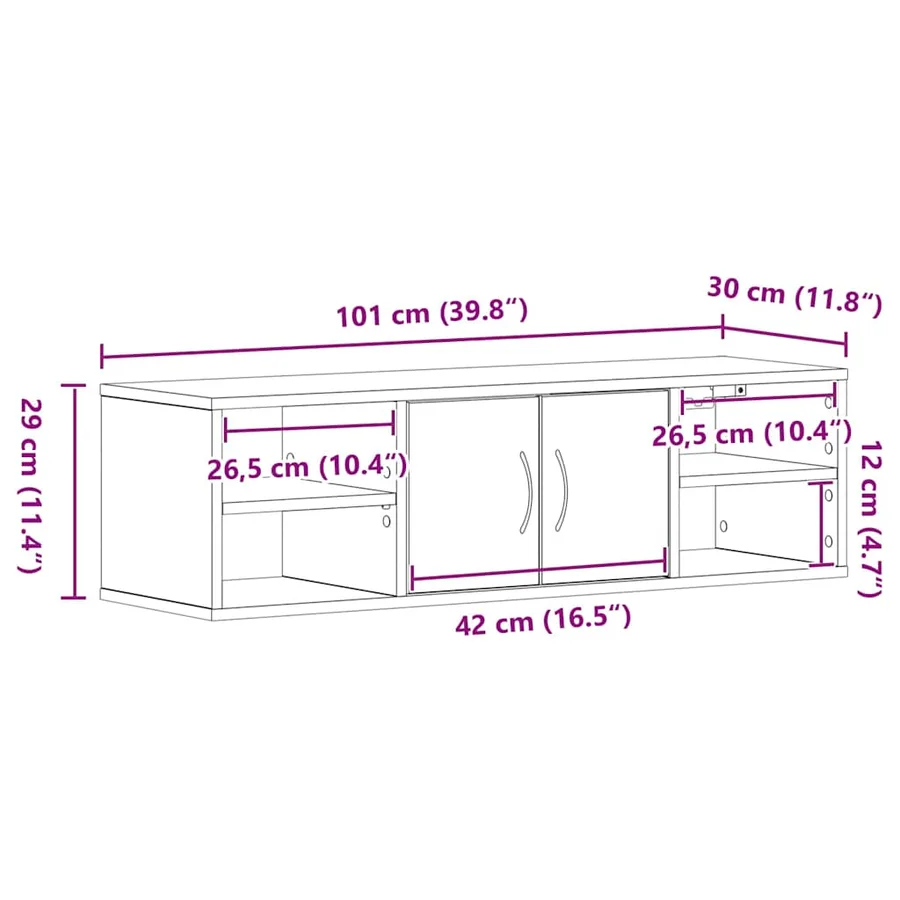 Étagère Murale Chêne noir 102 x 30 x 29 cm Bois d'ingénierie - 13