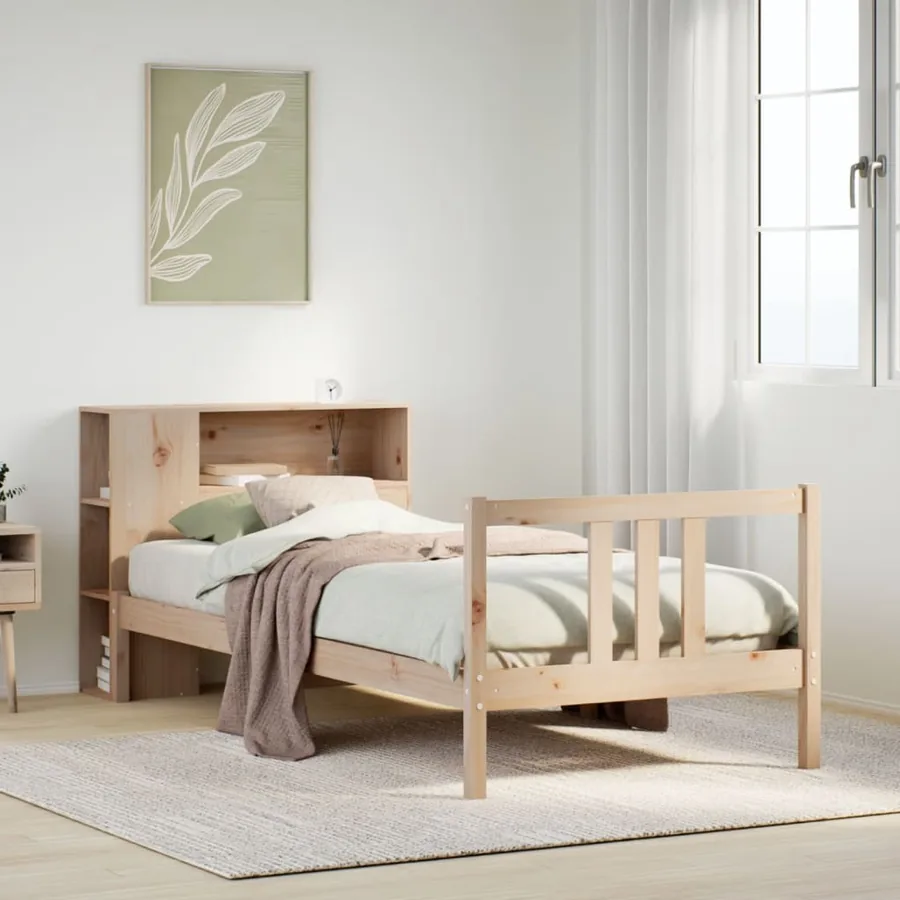 Lit bibliothèque sans matelas 90x190 cm bois de pin massif
