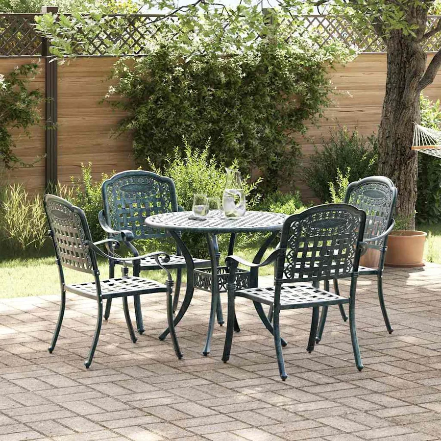 Ensemble de salle à manger pour jardin 5 pcs Vert Aluminium
