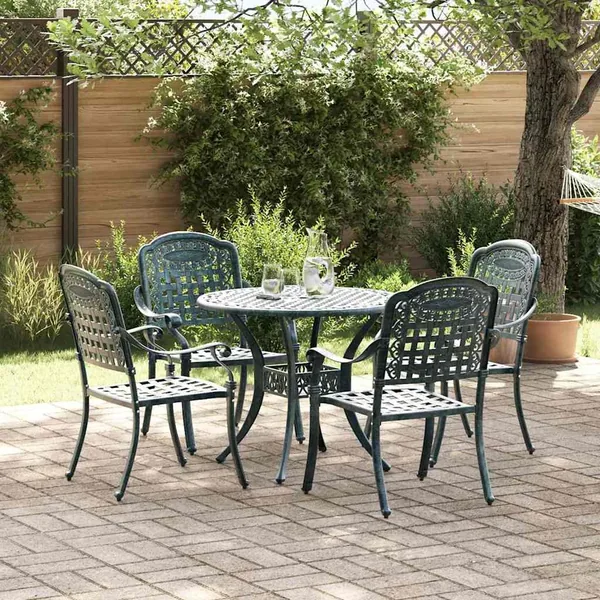 Ensemble de salle à manger pour jardin 5 pcs Vert Aluminium
