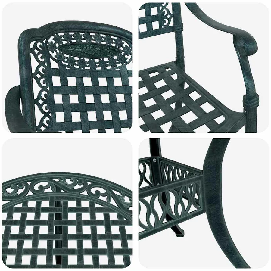 Ensemble de salle à manger pour jardin 5 pcs Vert Aluminium - 11