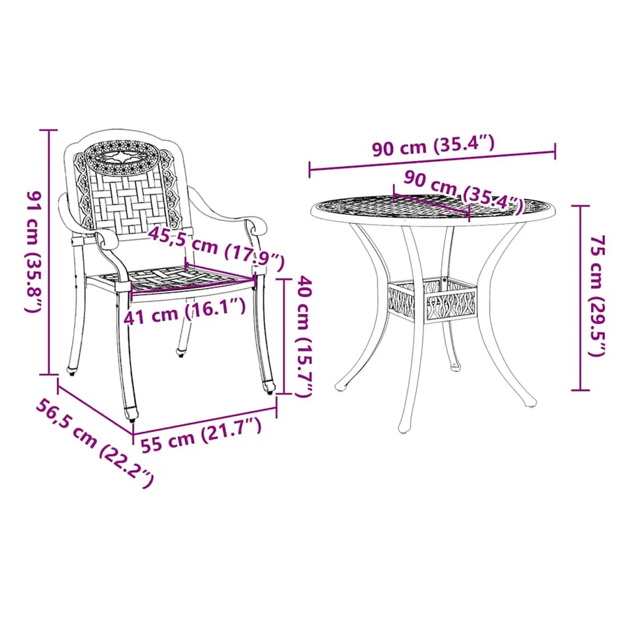 Ensemble de salle à manger pour jardin 5 pcs Vert Aluminium - 13