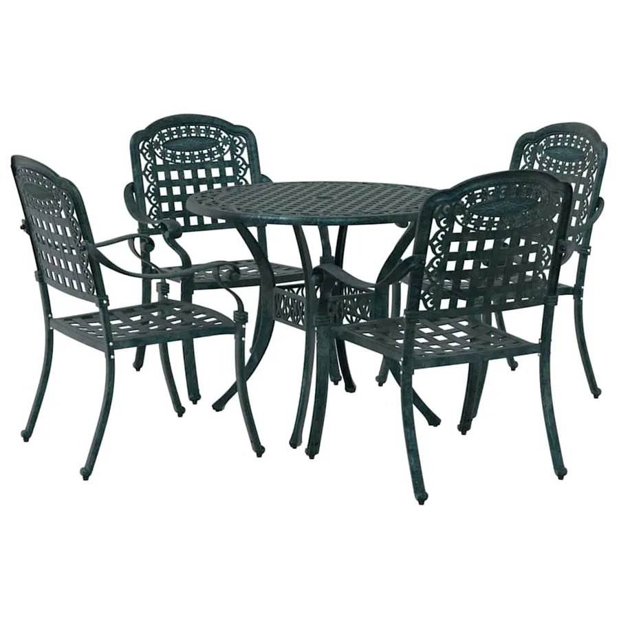 Ensemble de salle à manger pour jardin 5 pcs Vert Aluminium - 2