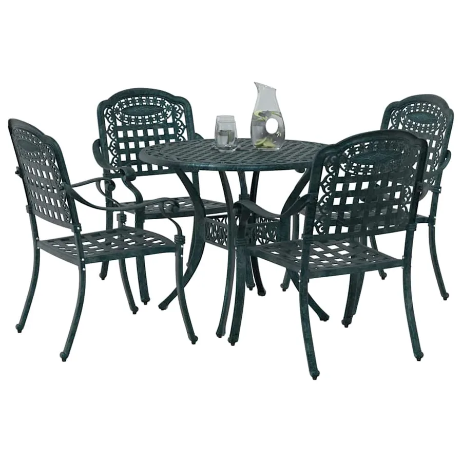 Ensemble de salle à manger pour jardin 5 pcs Vert Aluminium - 3