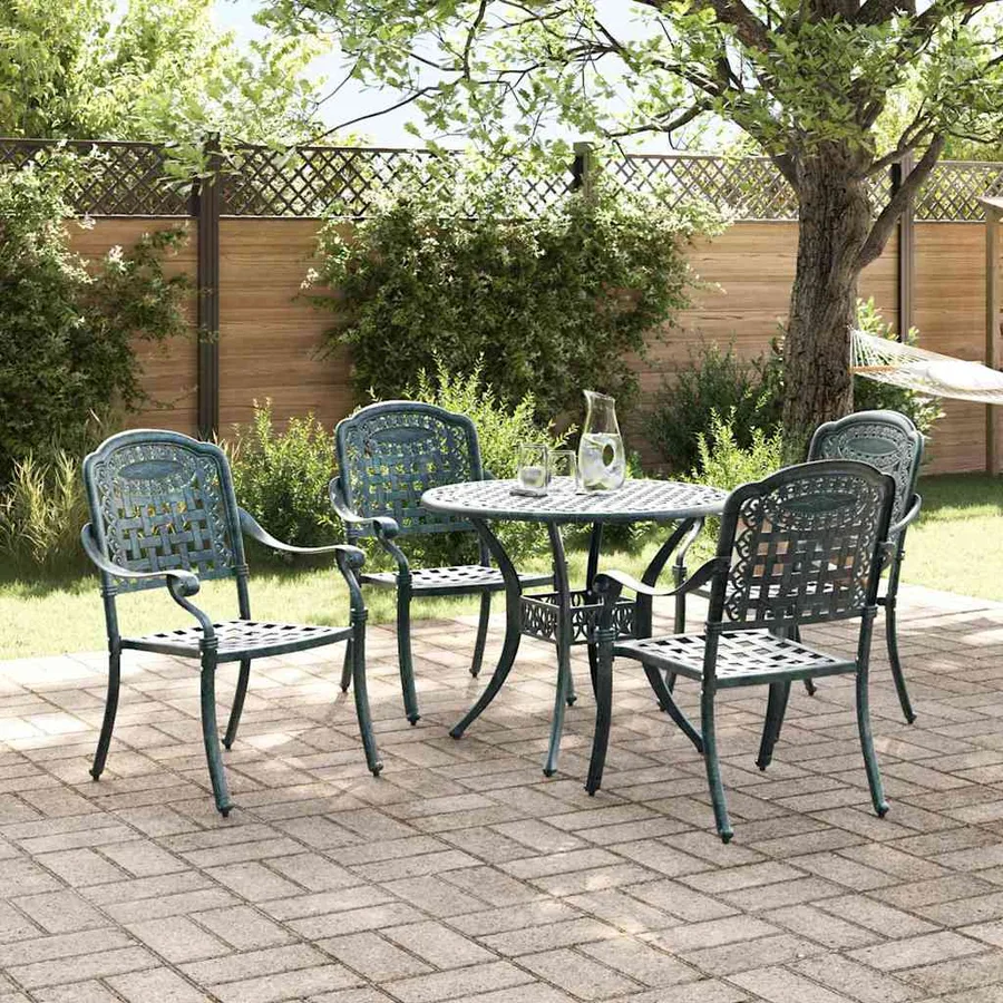 Ensemble de salle à manger pour jardin 5 pcs Vert Aluminium - 4