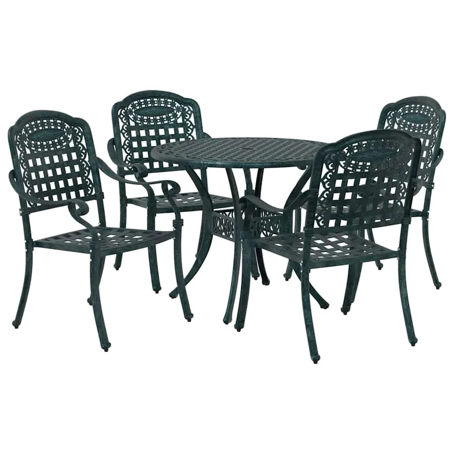 Ensemble de salle à manger pour jardin 5 pcs Vert Aluminium - 7