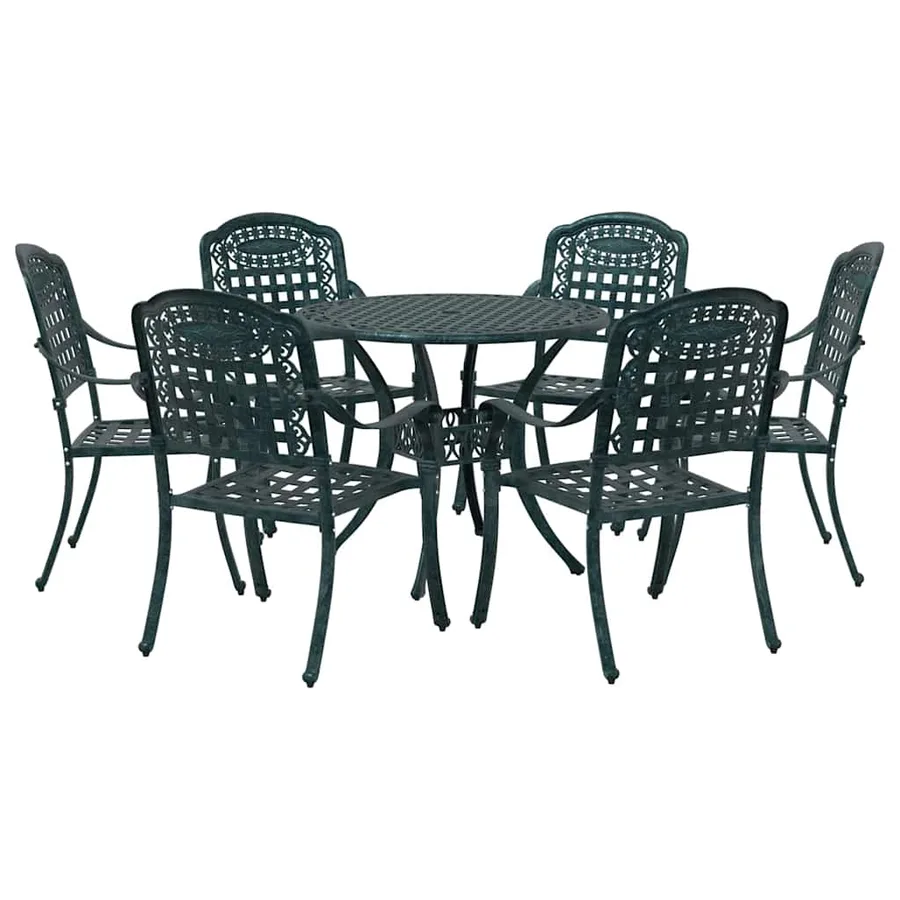 Ensemble de salle à manger pour jardin 7 pcs Vert Aluminium - 2