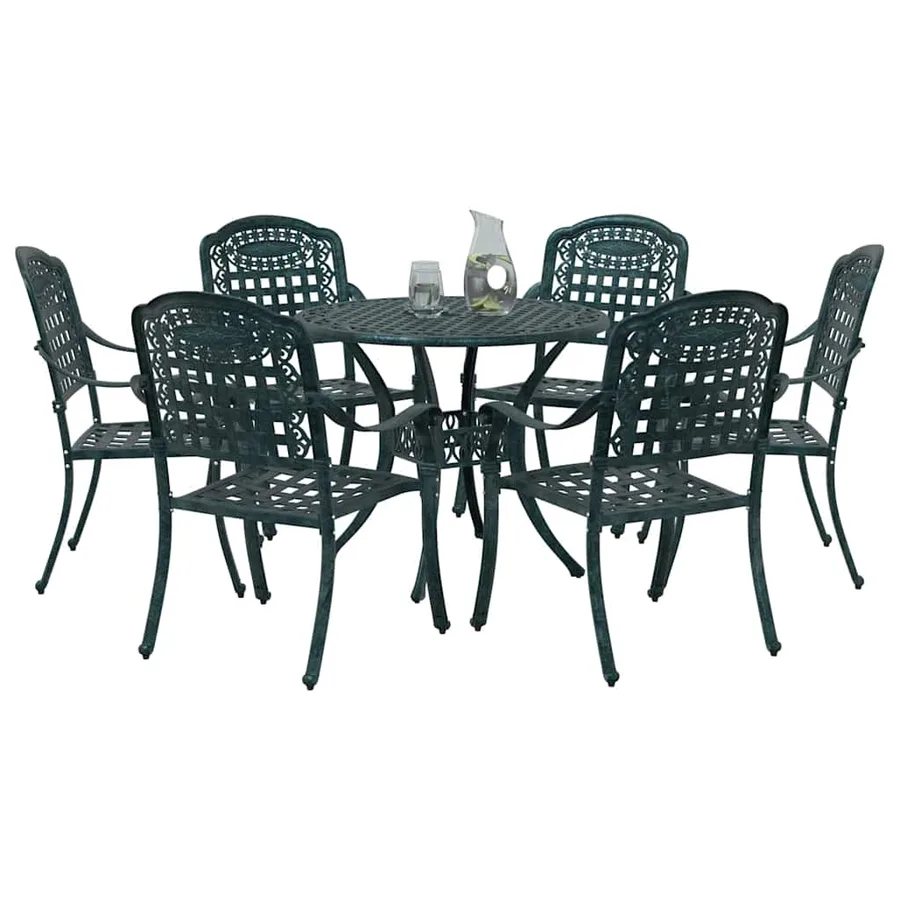 Ensemble de salle à manger pour jardin 7 pcs Vert Aluminium - 3