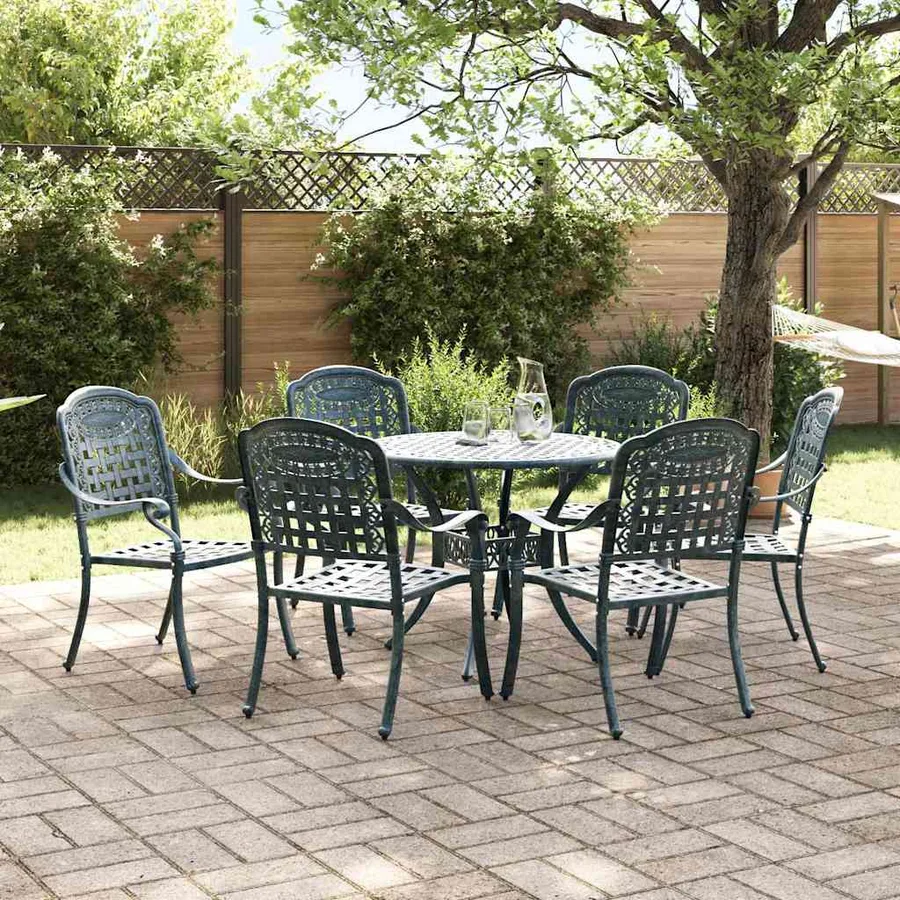 Ensemble de salle à manger pour jardin 7 pcs Vert Aluminium - 4