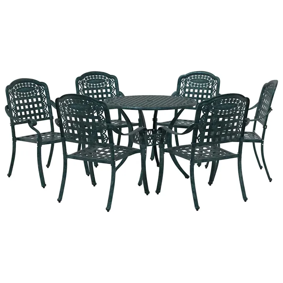 Ensemble de salle à manger pour jardin 7 pcs Vert Aluminium - 7