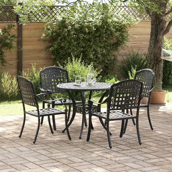 Ensemble de salle à manger pour jardin 5 pcs Noir Aluminium