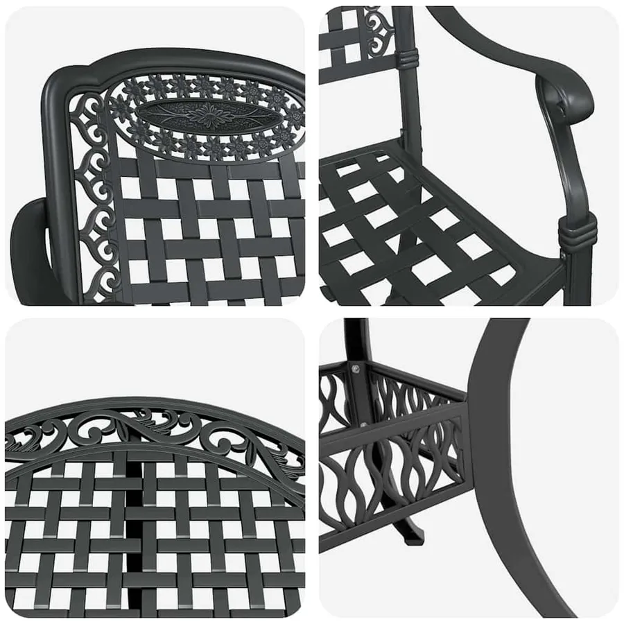 Ensemble de salle à manger pour jardin 5 pcs Noir Aluminium - 11