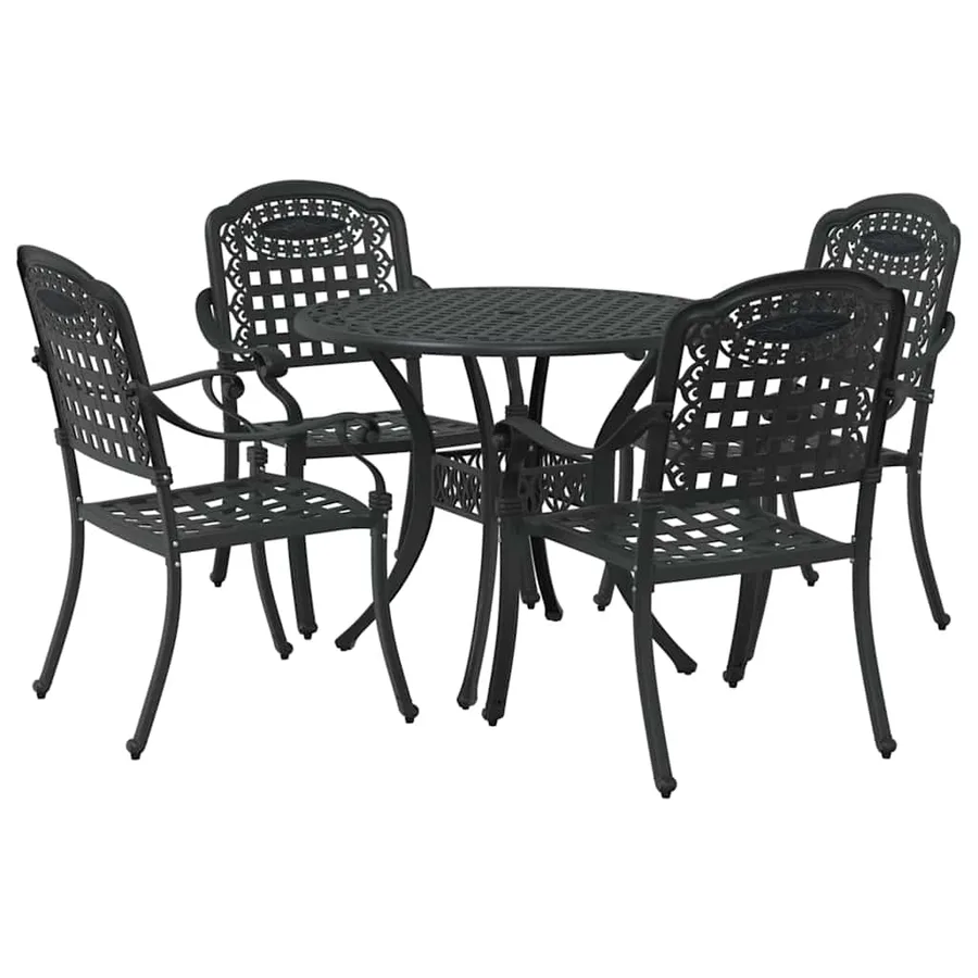 Ensemble de salle à manger pour jardin 5 pcs Noir Aluminium - 2