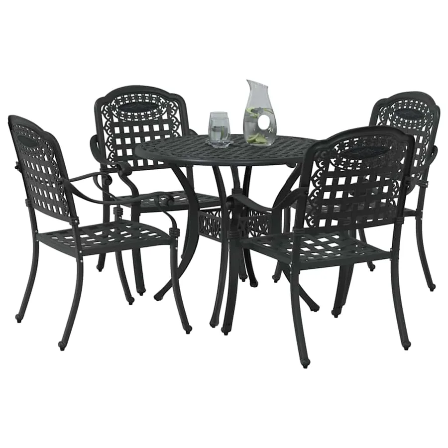 Ensemble de salle à manger pour jardin 5 pcs Noir Aluminium - 3