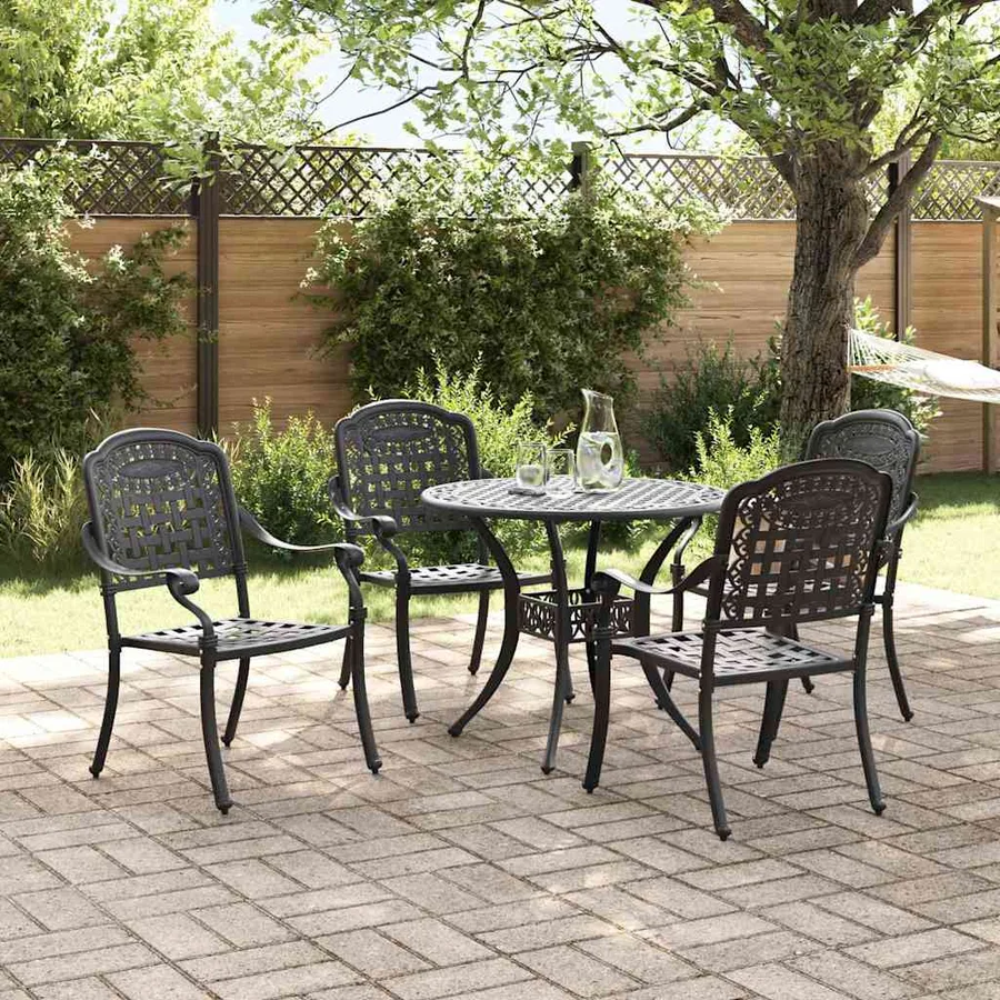 Ensemble de salle à manger pour jardin 5 pcs Noir Aluminium - 4