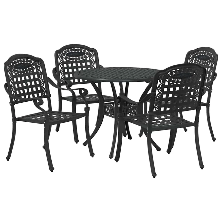 Ensemble de salle à manger pour jardin 5 pcs Noir Aluminium - 7