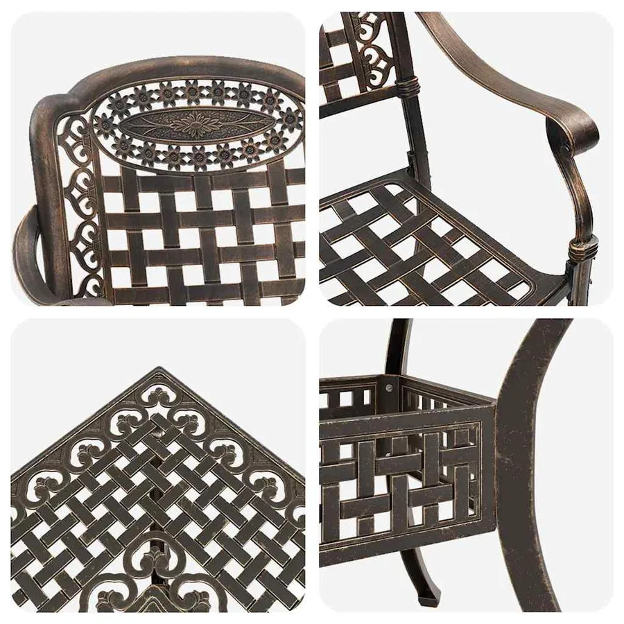 Ensemble de tables de jardin 5 pcs Bronze Aluminium coulé - 11