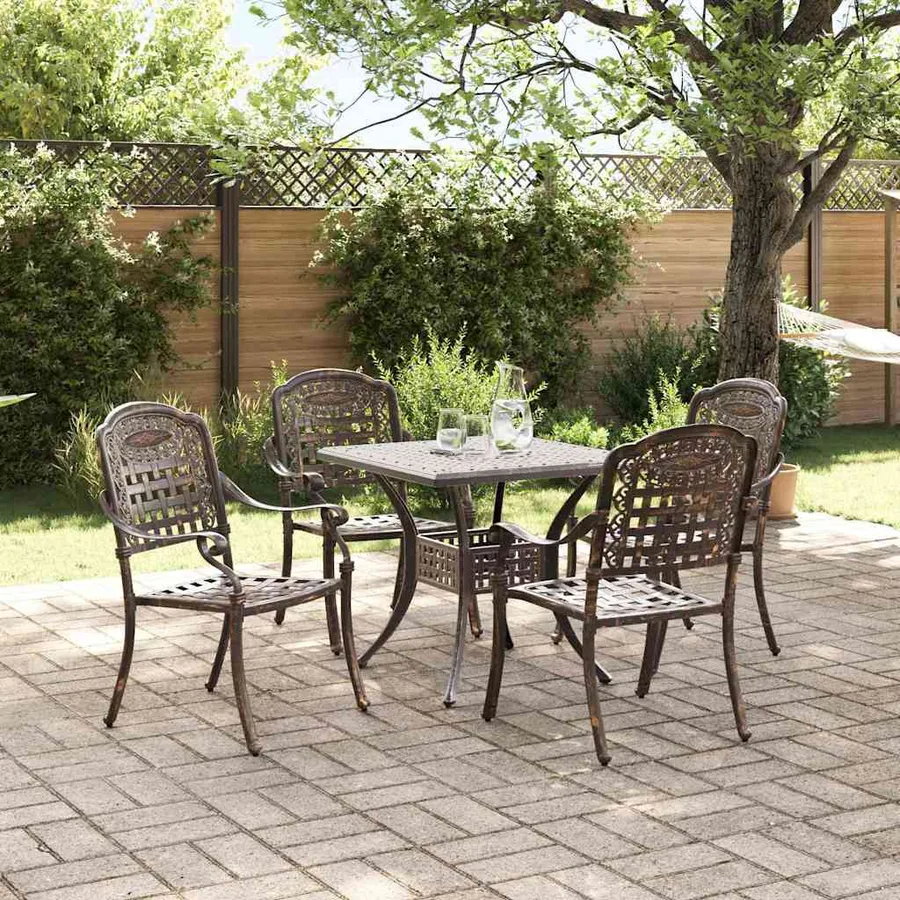 Ensemble de tables de jardin 5 pcs Bronze Aluminium coulé - 4
