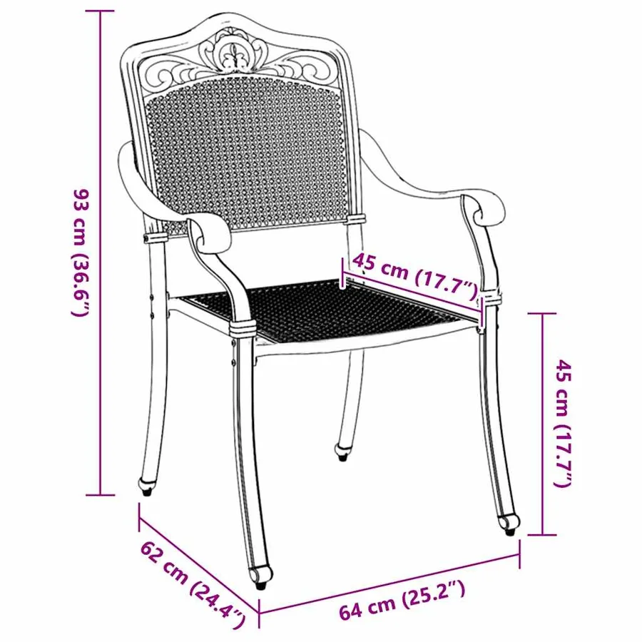 Chaise de jardin 2 pcs Vert 64 x 62 x 93cm Aluminium - 8