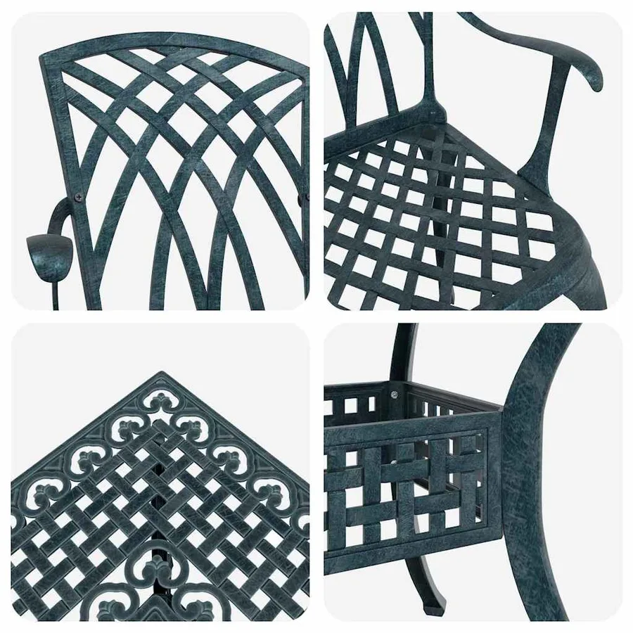 Ensemble de tables de jardin 5 pcs Vert Aluminium coulé - 11