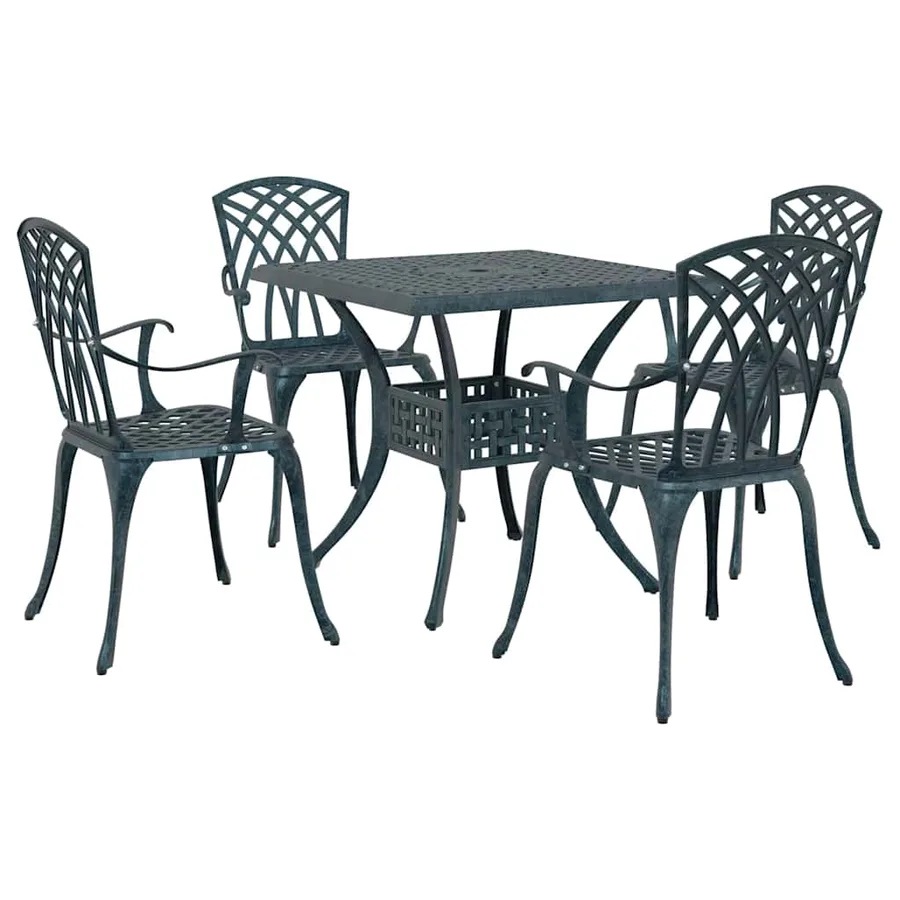 Ensemble de tables de jardin 5 pcs Vert Aluminium coulé - 2