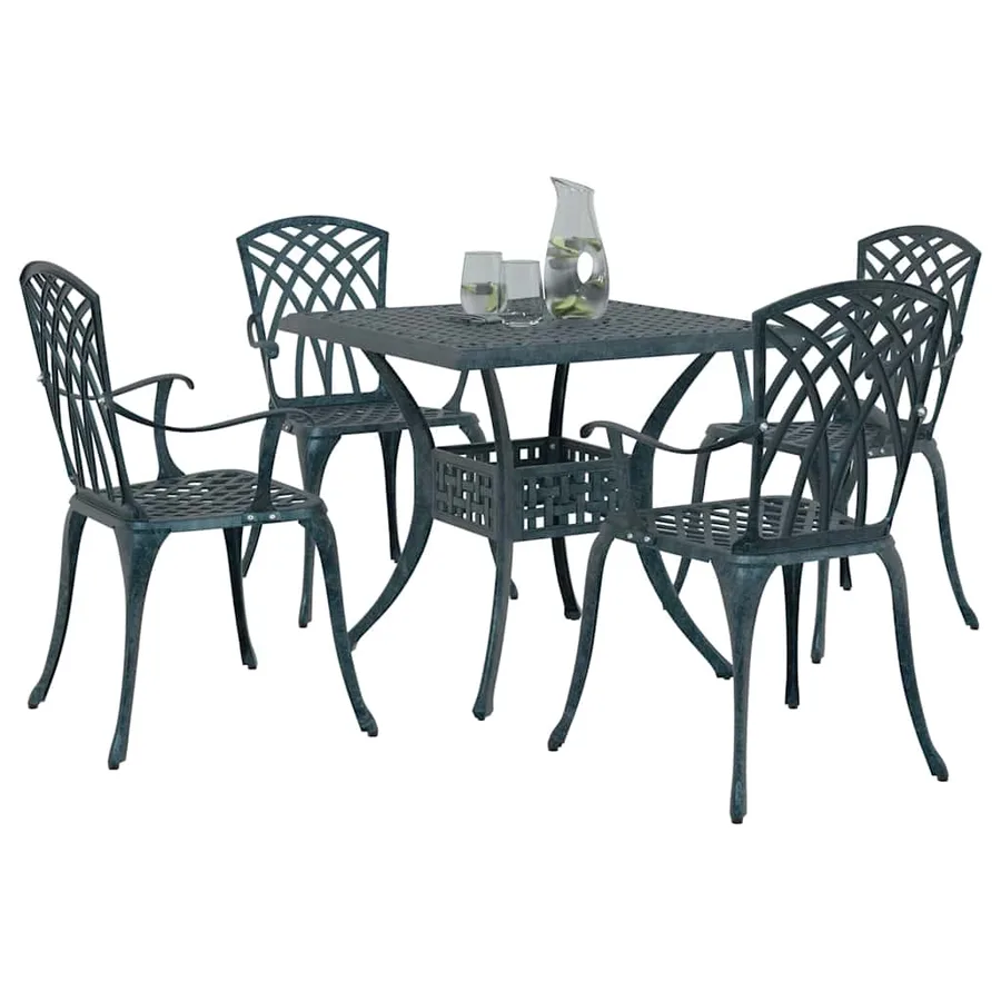 Ensemble de tables de jardin 5 pcs Vert Aluminium coulé - 3