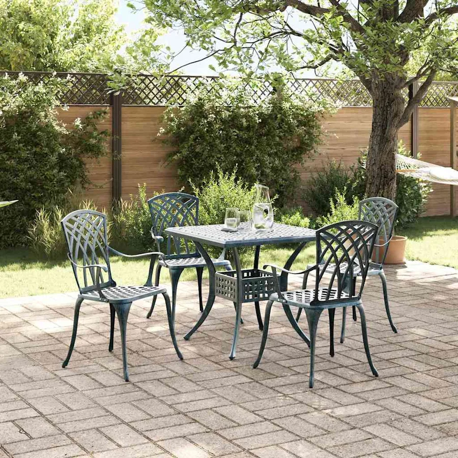 Ensemble de tables de jardin 5 pcs Vert Aluminium coulé - 4