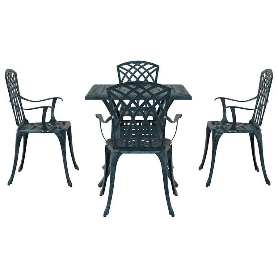 Ensemble de tables de jardin 5 pcs Vert Aluminium coulé - 7