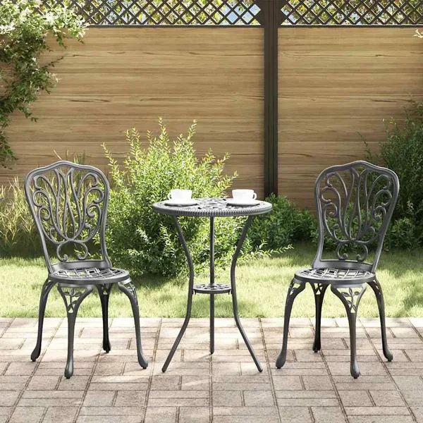 Ensemble bistro de jardin 3 pcs Noir Aluminium