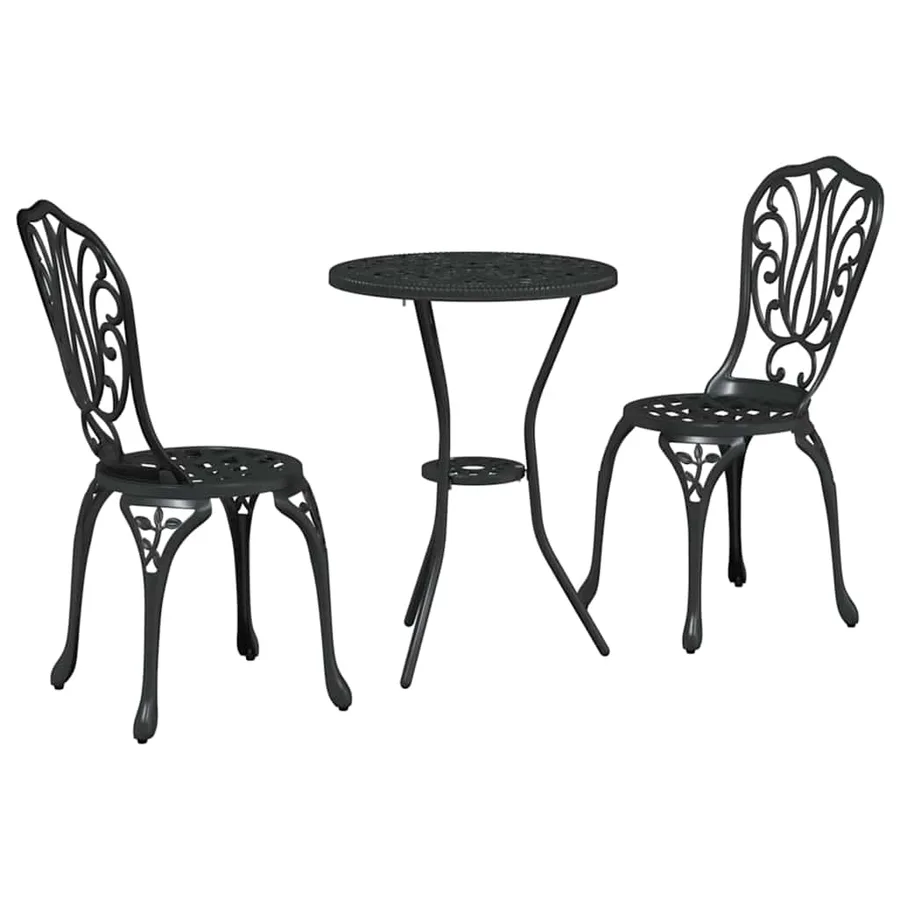 Ensemble bistro de jardin 3 pcs Noir Aluminium - 2