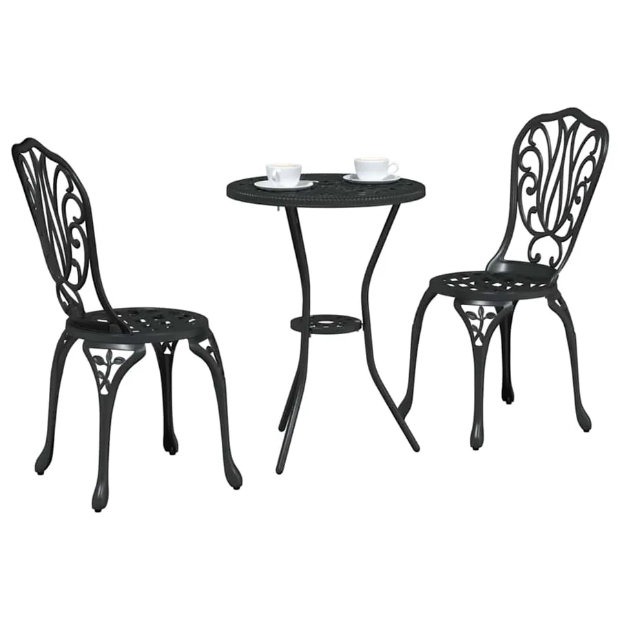 Ensemble bistro de jardin 3 pcs Noir Aluminium - 3