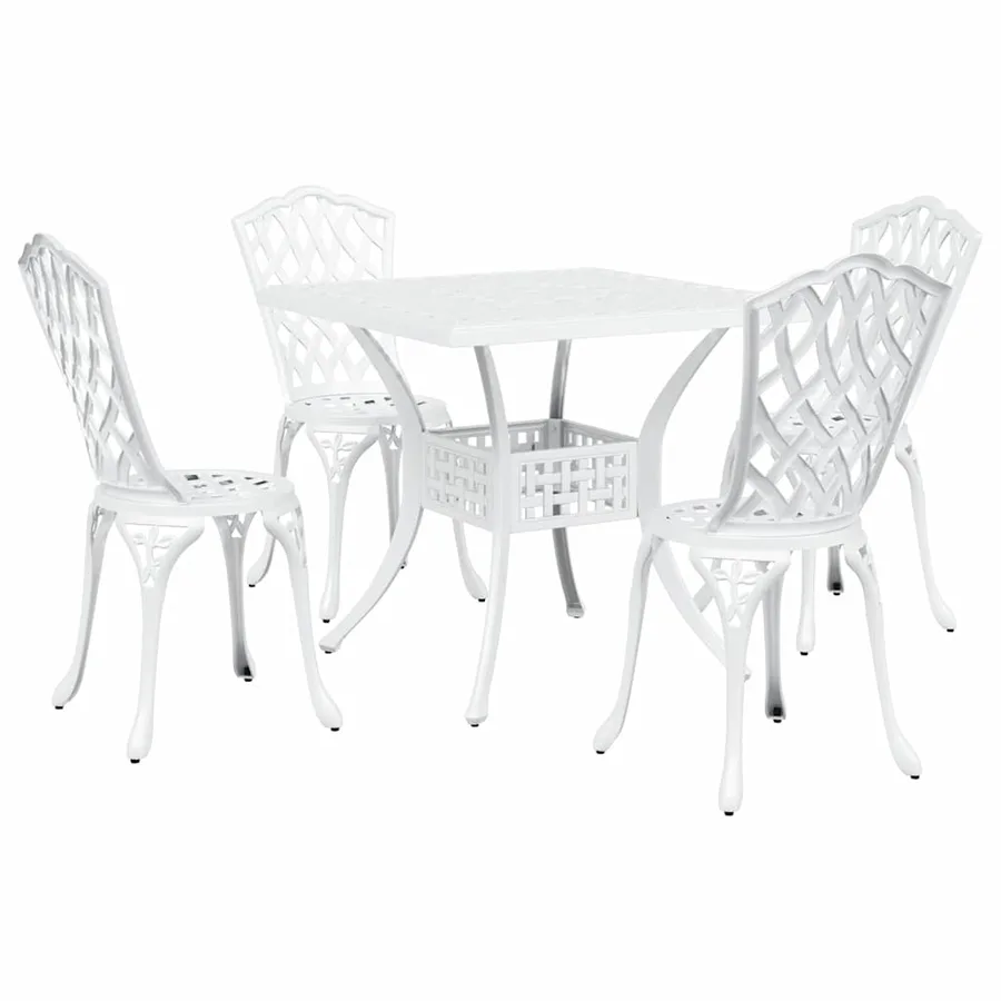 Ensemble de tables de jardin 5 pcs Blanc Aluminium coulé - 2