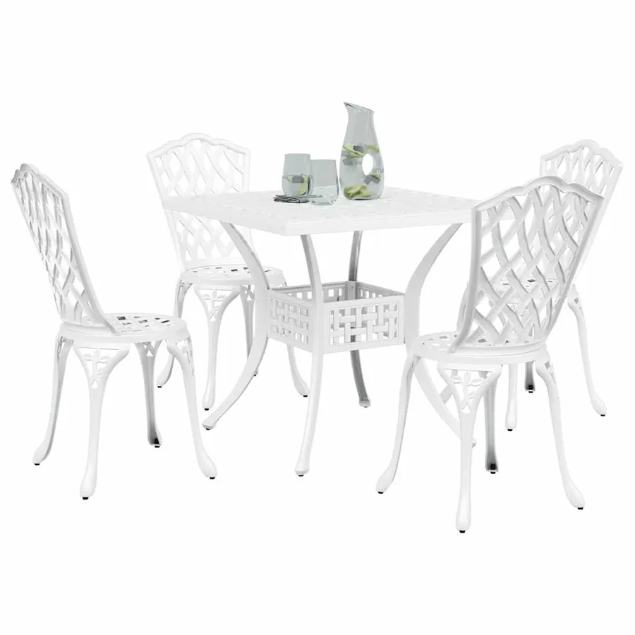 Ensemble de tables de jardin 5 pcs Blanc Aluminium coulé - 3