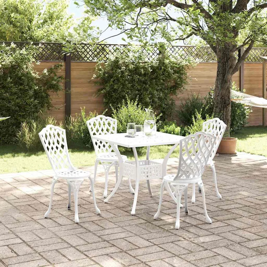 Ensemble de tables de jardin 5 pcs Blanc Aluminium coulé - 4