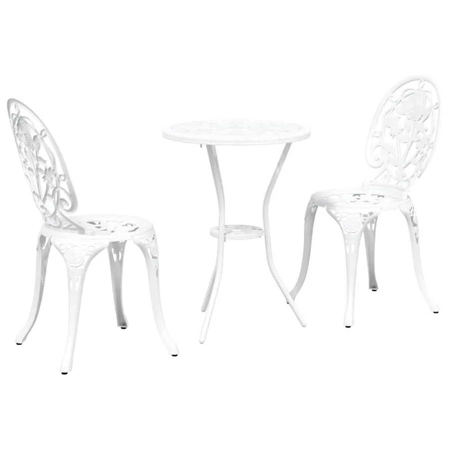 Ensemble bistro de jardin 3 pcs Blanc Aluminium - 2